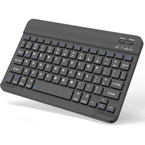 Ultra-Slim Wireless Bluetooth Keyboard - Universal Rechargeable Keyboard Compatible with iPad ProiPad AiriPad 9.7iPad 10.2iPad mini and Other iOS Android Windows Devices Black