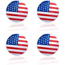 4PCS American Flag Wheel Hub Center Caps Stickers, Waterproof 56mm Automotive Wheel Rim Center Cover, Universal Auto Exterior Decoration Decal Accessories for Car Truck SUV (Flag)