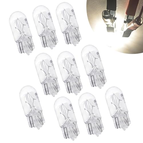 10 PCS Flat Foot T10 Car Small Light, High Transmittance Instrument Light, Halogen Width Indicator Light, Universal for Most Cars, Trucks and Vans White #03