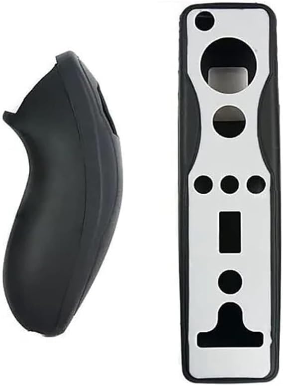 OSTENT Soft Silicon Cover Case Skin Pouch for Nintendo Wii Remote Nunchuk Controller Color Black