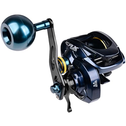 Baitcasting Fishing Reels - 500 Size Casting 6.5:1 Gear Ratio Speed Spool Baitcaster Reels - 61 BB Carbon Fiber Drag Magnetic Braking System Low Profile Saltwater Offshore Fishing Baitcasting Reel