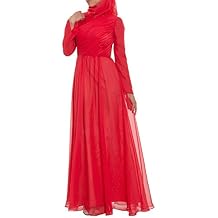 Womens Saba Silk Chiffon Abaya Kaftan Formal Evening Modest Muslim Islamic Long Maxi Dress - Coral Pink
