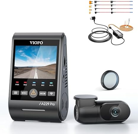 Bundle: VIOFO A229 Pro 2CH + HK4 Hardwire Kit with 8pcs Fuse Tap VIOFO A229 Pro 4K HDR Dash Cam, Dual STARVIS 2 IMX678 IMX675, 4K+2K Front and Rear Car Camera, 2 Channel with HDR, 5GHz WiFi GPS
