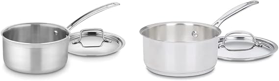 Cuisinart MCP19-18N Multiclad Pro Triple Ply 2-Quart Skillet, Saucepan w/Cover & 719-14 1-Quart Chef's-Classic-Stainless-Cookware-Collection, Saucepan w/Cover