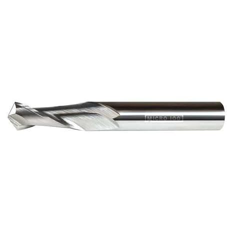 Micro 100 DMM-080-4120 Drill/End Mill, 120 Point Angle, 8 mm Cutter Dia, 22 mm LOC, 4 Fl, 8 mm Shank Dia, 63 mm OAL, Uncoated
