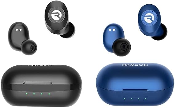 Raycon Everyday Earbuds Classic 2X Earbuds Bundle (Black & Blue) - Stereo Sound, Active Noise Canceling, in-Ear Bluetooth Headset True Wireless 32 Hours Playtime