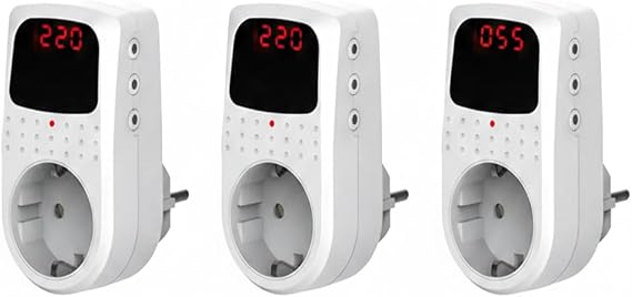Akım Korumalı Regülatör Priz - 4000W Yüksek Güç, Düşük Voltaj Koruması (150V-210V), Yıldırım ve Çocuk Emniyetli Voltaj Sabitleyici Koruyucu Priz (1)