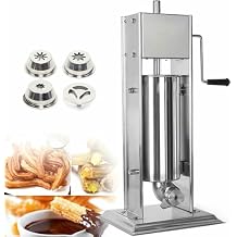 Commercial Churro Machine, Hand Crank Stainless Steel Churro Maker with 4 Nozzles, Vertical Type Manual Spanish Donuts Churro Filler Machine for Restaurants Cafeterias Bakeries(3l)