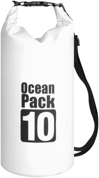 Dry Sack/Waterproof Bag for Boating, Kayaking, Hiking, Snowboarding, Camping, Rafting, Fishing and Backpacking (white, 10L), BO-BAGS-001