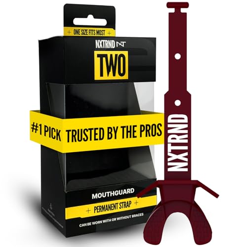 Nxtrnd Two Football Mouth Guard, Football Mouthpiece with Strap, Fits Adult & Youth Maroon