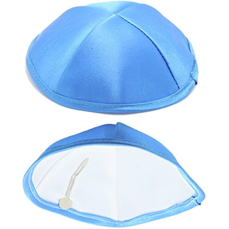 Satin Yarmulke With Clips Jewish Kippah Kippa Israel Judaica Yarmulka Yamaka Yamakah Kipa Blue
