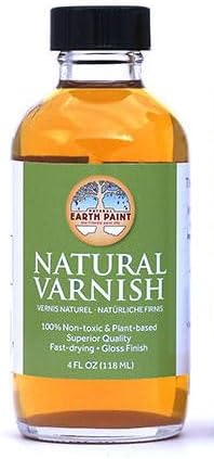 Natural Earth Paint Natural Varnish 100% Eco-Friendly, Non-Toxic Protective Finish for Paintings, Wood & Crafts Fast-Drying, Glossy & Durable 4 oz. Made in USA
