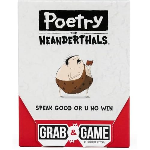 Exploding Kittens Poetry for Neanderthals Grab & Game 2 Players - Ages 7 10 Minutes to Play - Travel Sized Word Guessing Game - Party Game, Family Game Night, Kid and Adult Card Game