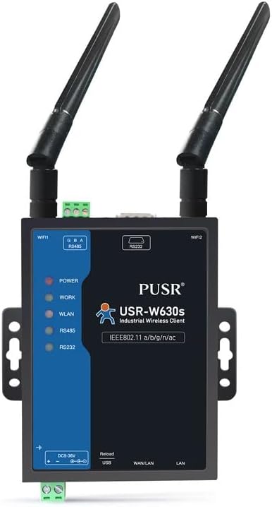 USR-W630s Industrial Grade Dual Band WIFi5 Wireless Client Modbus Gateway MQTT 2 Ethernet Ports rs232 rs485 to WiFi Converter