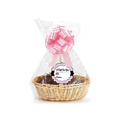 Light Pink 2Pack Designer Cello BagsTagsBows Cellophane Extra Large Gift Basket Packaging Bags Flat 25 X 30