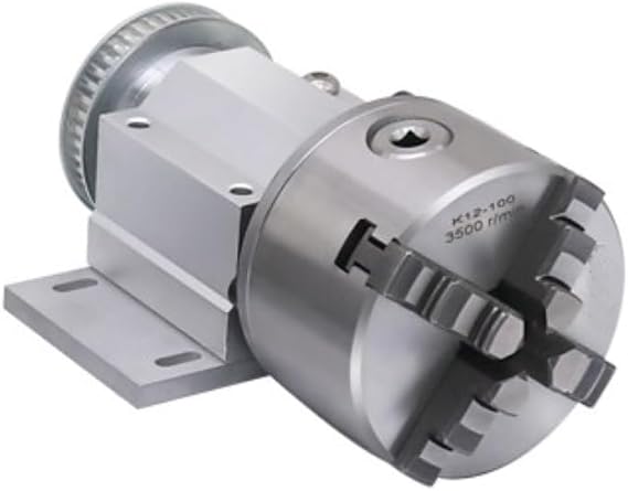 K12-100mm No Powered Lathe Chuck Spindle Assemblies | 4 Jaw 100mm Rotary Lathe Woodworking Motor Chuck 3500r/min for CNC Lathe Grinder Drilling Machine Table Saw