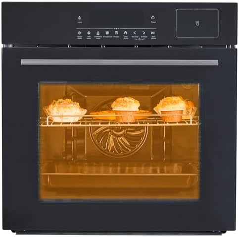 Single Wall Oven 24 in, Built-in Electric Ovens with Steam&Grill&Air Frying Mode, 3000W, 240V, 2.5Cu.ft Convection Built-in Oven, Stainless Steel, Touch Screen