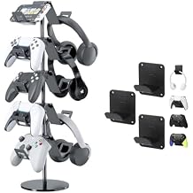 Controller Stand 5 Tier and Controller Holder Wall Mount 3 Pack Kit,Premium Controller Headphone Holder Set for Gamer