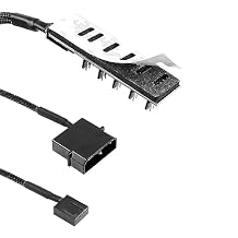 Computer Fan Hub Power Supply Cable 1 to 5 Way Splitter PC 1/5 PWM 2510 Nylon Mesh 4Pin PC Motherboard Case Fan Power Extension Cable Cord for ATX Computer Case 4-Pin Cooling Fans