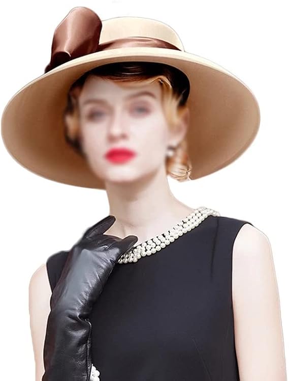 Fedora Ladies Wedding Dress Hat Ladies Big Bow Wide-Brimmed Hat(E)