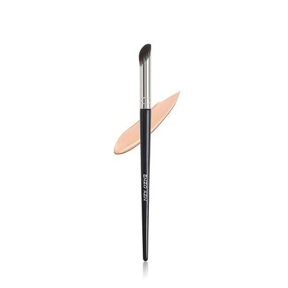 ENZO KEN Mini Angled Concealer Brush Under Eye, Small Nose Contour Brushes, Nose Brush Contour, Angle Concealer Brush, Small Concealer Brushes, Angled Brush - Black, 8S