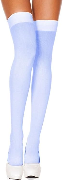 Women One Size, Light Blue Opaque Thigh High Stockings