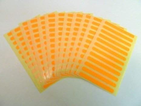 144 Labels, 50x5mm Rectangle, Fluo Tangerine, Colour Code Stickers, Self-Adhesive Sticky Coloured Labels