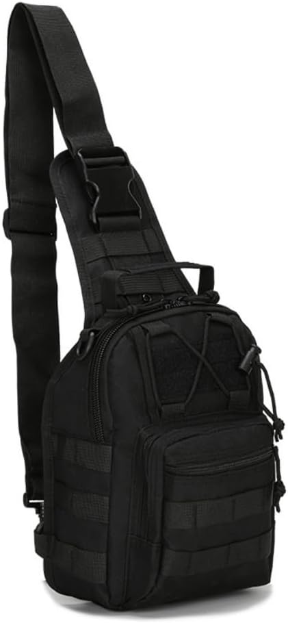 Tactical Sling Backpack, Military Shoulder Bag, Molle Crossbody Pack (Black)