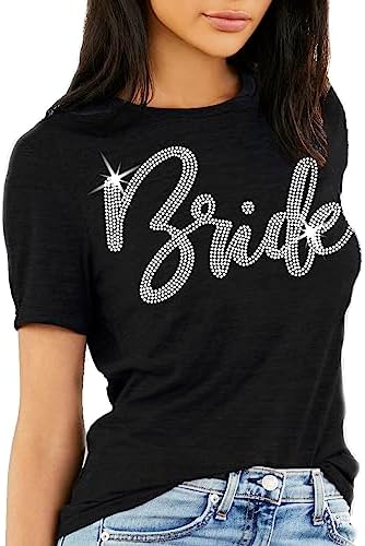 Real Crystal Rhinestone Bride & Bridal Party Shirts - Bride Squad Wedding Tees for Bridesmaid - Bachelorette Party Outfits