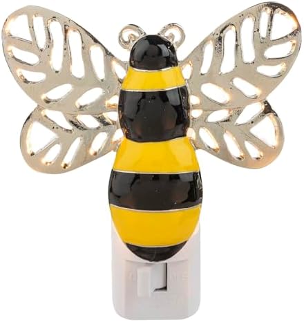Ganz Decorative Bumble Bee Night Light, 4.5x4x2 inches, LED Wall Plug-in with OnOff Switch