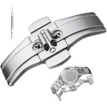 Stainless Steel Butterfly Buckle Push Button Folding Deployment Clasp for Steel/Ceramic Watchband