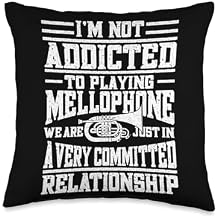 Mellophone Lyre and Flip Folder Brass Instrument Marching Band Mellophone Player Musician Mellophonist Throw Pillow, 16x16, Multicolor
