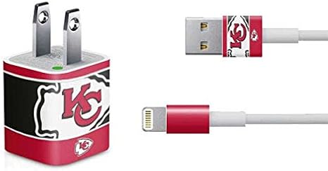 Skinit Decal Other Skin Compatible with iPhone Charger (5W USB) - Officially Licensed NFL Kansas City Chiefs Zone Block Design