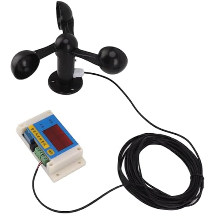 Wind Speed Sensor, 212 Lever Tower Crane Smart Anemometer with 3 Fan Blades, High Accuracy Wind Speed Meter for Power Plant, Weather Station