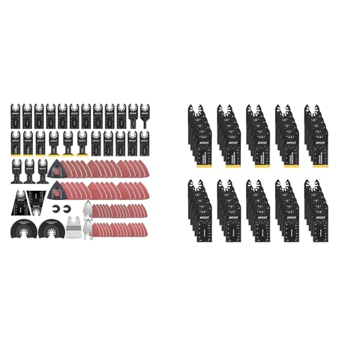 147 PCS Oscillating Saw Blades Universal Wood Plastics Metal Titanium Multitool Blades Kits Fit Dewalt Rockwell Milwaukee Makita Bosch