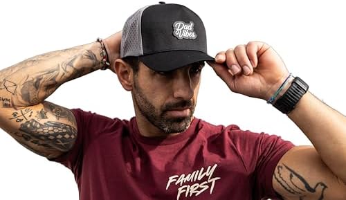 Premium Active Dadvibes Script PVC BlackCharcoal - Dad Hat - Dad Gang - Baseball Cap - Trucker Hat - Fathers Day