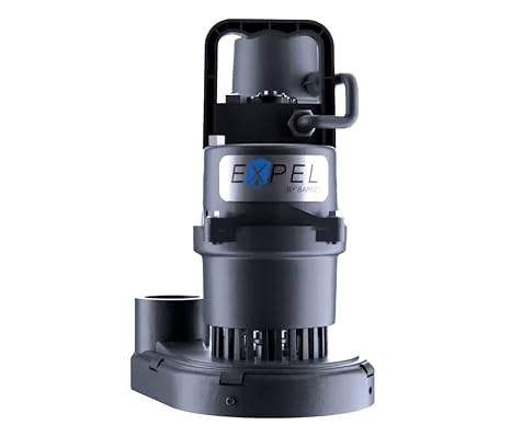 Barnes 130234A Model ESB33 Expel Submersible Sump Pump - High-Efficiency for Residential Use, Cast Iron Vortex Impeller, 1/3 HP, 45GPM, Integral Float Switch, 9-Foot Waterproof Cord, Black