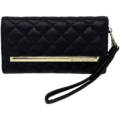 Steve Madden QUILTED CHECKBOOK Wristlet Wallet BLACK