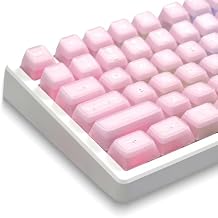 XVX Translucent Pink Keycaps, Double Shot PBT Keycaps, MDA Profile Keyboard Caps 132 Keys, Custom Keycap Set Compatible with 61/64/68/84/87/100/104/108 Gateron Cherry MX Switches Mechanical Keyboard