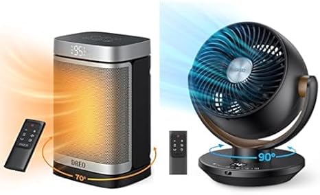 Bundle of DREO Space Heate+ DREO Fan for Bedroom, Desk Air Circulator Fan with Remote