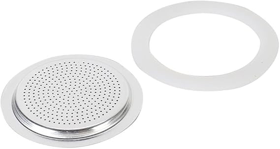 Moka Pot Seal Gasket, Silicone Seal Gasket with Filter for Coffee Moka Stovetop Pot Stovetop Espresso Coffee Maker Replacement Parts(1 cup+sieve)