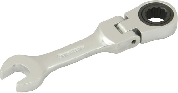 Dynamic Tools D076212 Stubby Flex Head Ratcheting Wrench, 3/8"