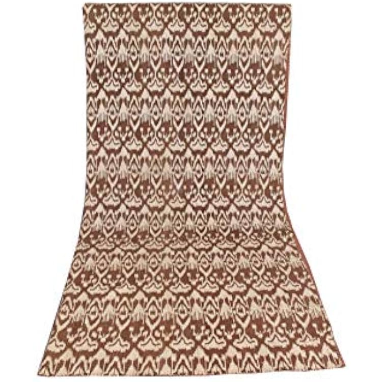 Traditional Handmade Kantha Quilt Indian Ikat Print Vintage Bedding Sofa Cover Reversible Cotton Bedspread Decor Art Brown, Twin 60x90