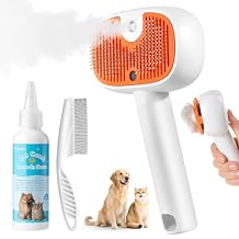 Pet Steam Brush for Dog &Cat, 3-in-1 Self-Cleaning Dog Brush Pet Spray Hair Removal Comb, 2 Spray Modes Rechargeable Deshedding Dog Steam Spray Hair Brush for Shedding Massaging Cleaning (White)