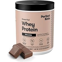 Perfect Keto Pure Whey Protein Powder Isolate Delicious 100% Grass Fed Meal Replacement Shake No Artificials, Gluten Free, Soy Free, Non-GMO (Chocolate)