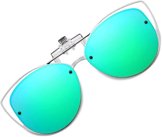 FEISEDY Polarized Cat Eye Flip Up Clips On Sunglasses Women Men B2670 | Perfect for larger frames, 100% UV400 protection, Rubber-covered clips, Multiple colors, 50% recycled materials