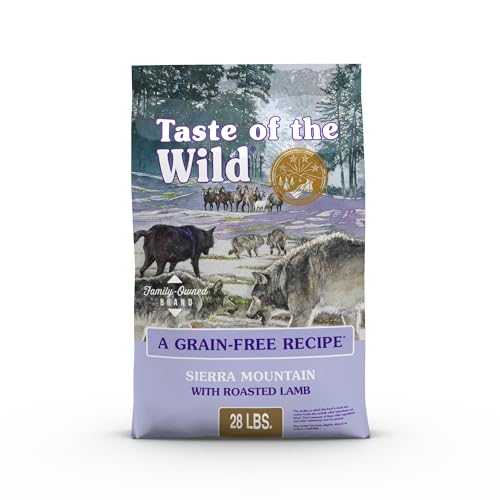 Taste of the Wild Sierra Mountain Grain-Free Canine Recipe with Roasted Lamb Dry Dog Food for All Life Stages, Made with Protein from Real Lamb and  Nutrients and Probiotics 28lb