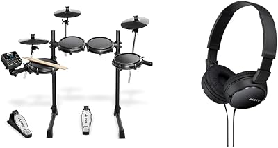 Alesis Turbo Mesh Kit Electric Drum Set With 100 Sounds & Sony ZX Series Wired On-Ear Headphones, Black MDR-ZX110, 7.87 x 1.81 x 5.87 inches