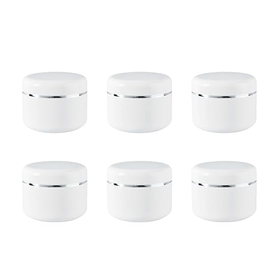 White Plastic Jar with Dome Lid 8 Oz (250g) Refillable Make-up Cosmetic Jars Empty Face Cream Lip Balm Lotion Storage Container Pot Case (Pack of 6)