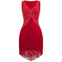 Women Latin Dance Dress Sleeveless V Neck Rhinestone Top Midi Fringe Skirt Adult Sparkly Jazz Ballroom Dance Outfits